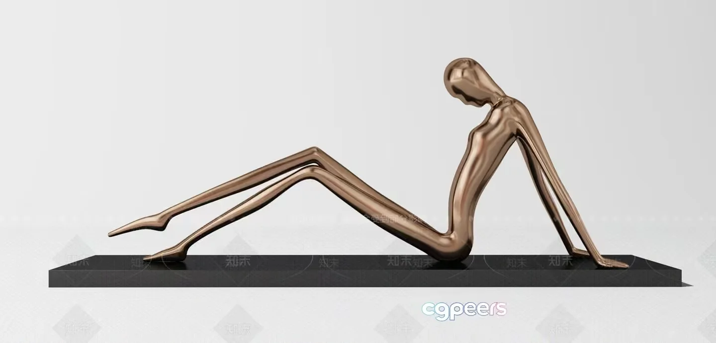A Bronze Sculpture Of A Person 3D Model – 17005 – VRAY Render