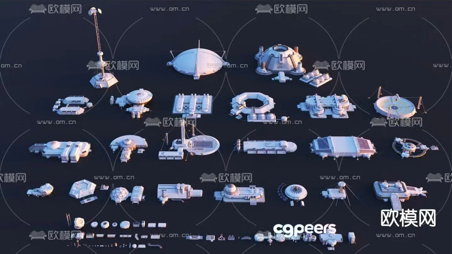 Sci-fi base alien colony base 3d model