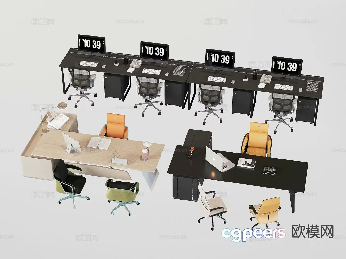 Card space desk work station post 3d model