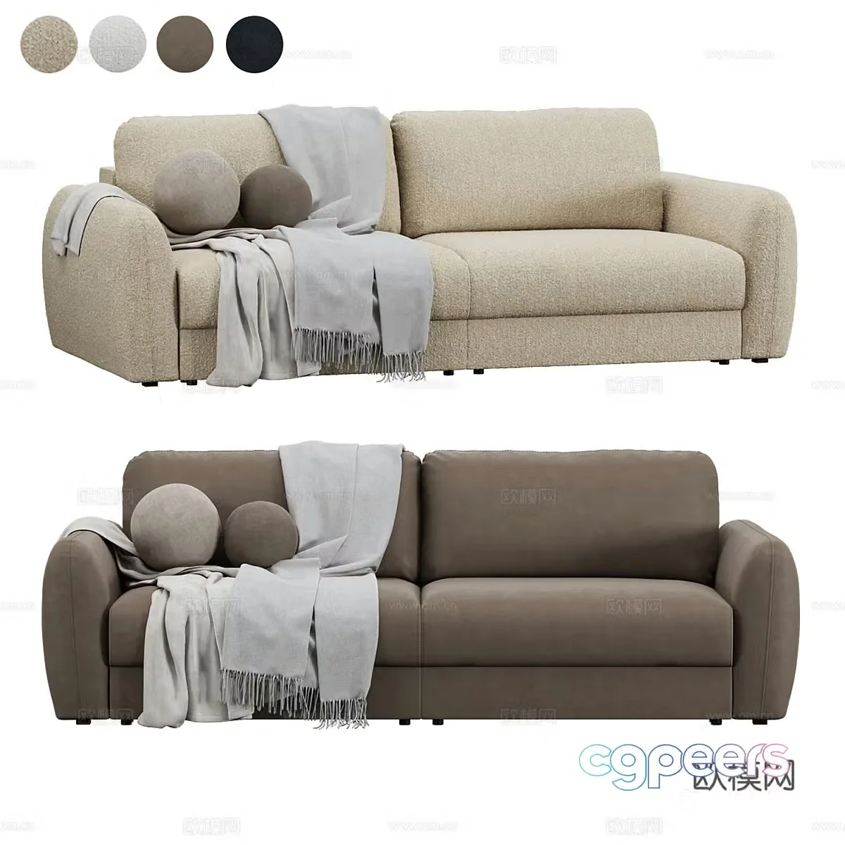 Modern Italian Divan Biyani double sofa 3d model
