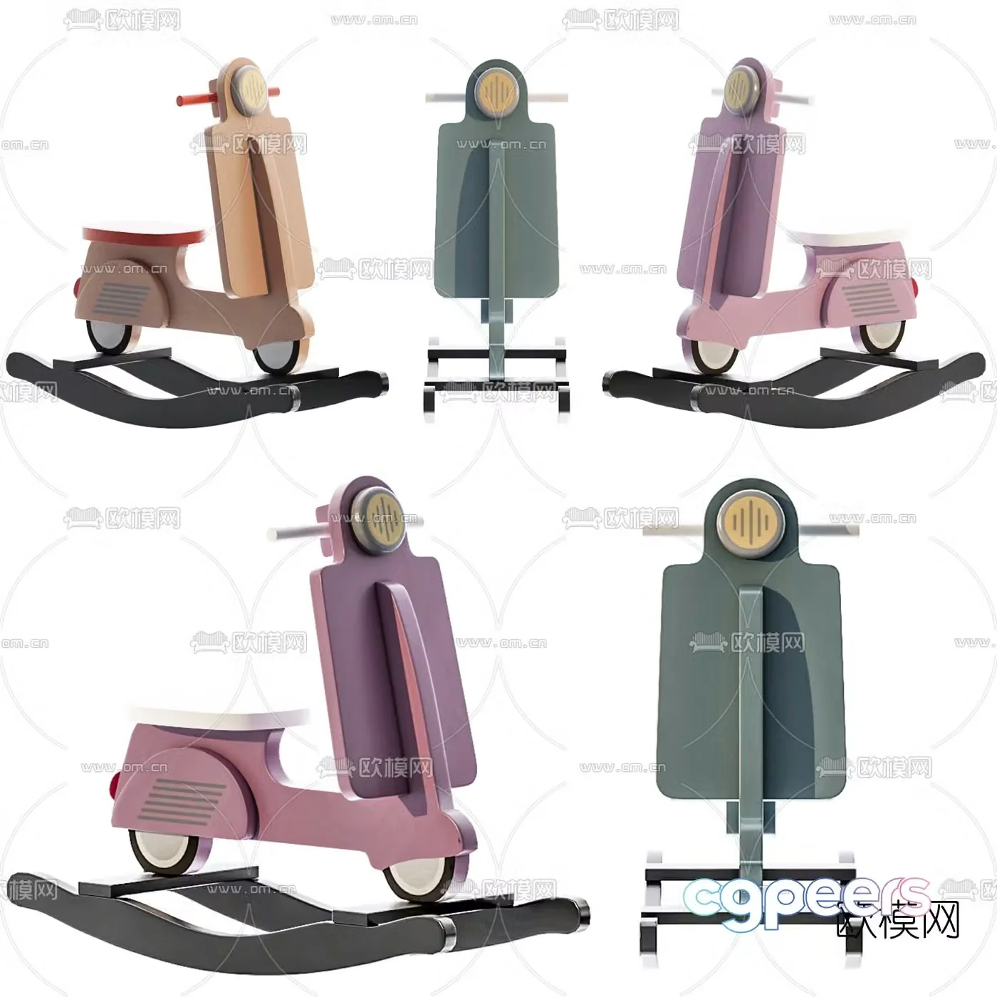 Modern wooden children’s rocker toy 3d model