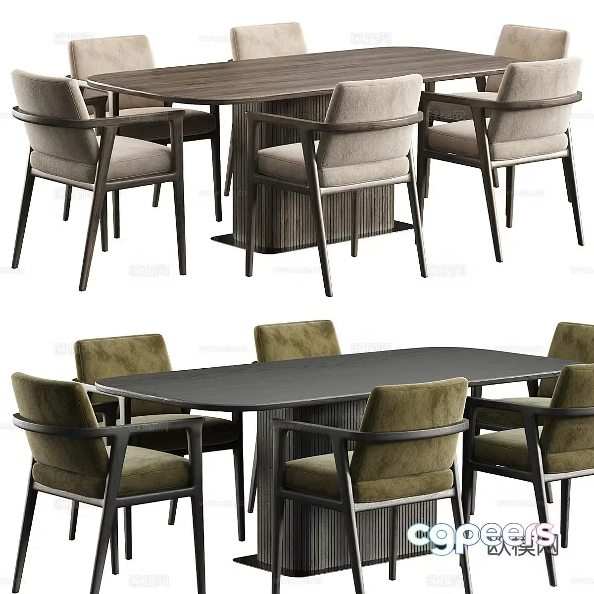 New Chinese dining table and chair 3D model