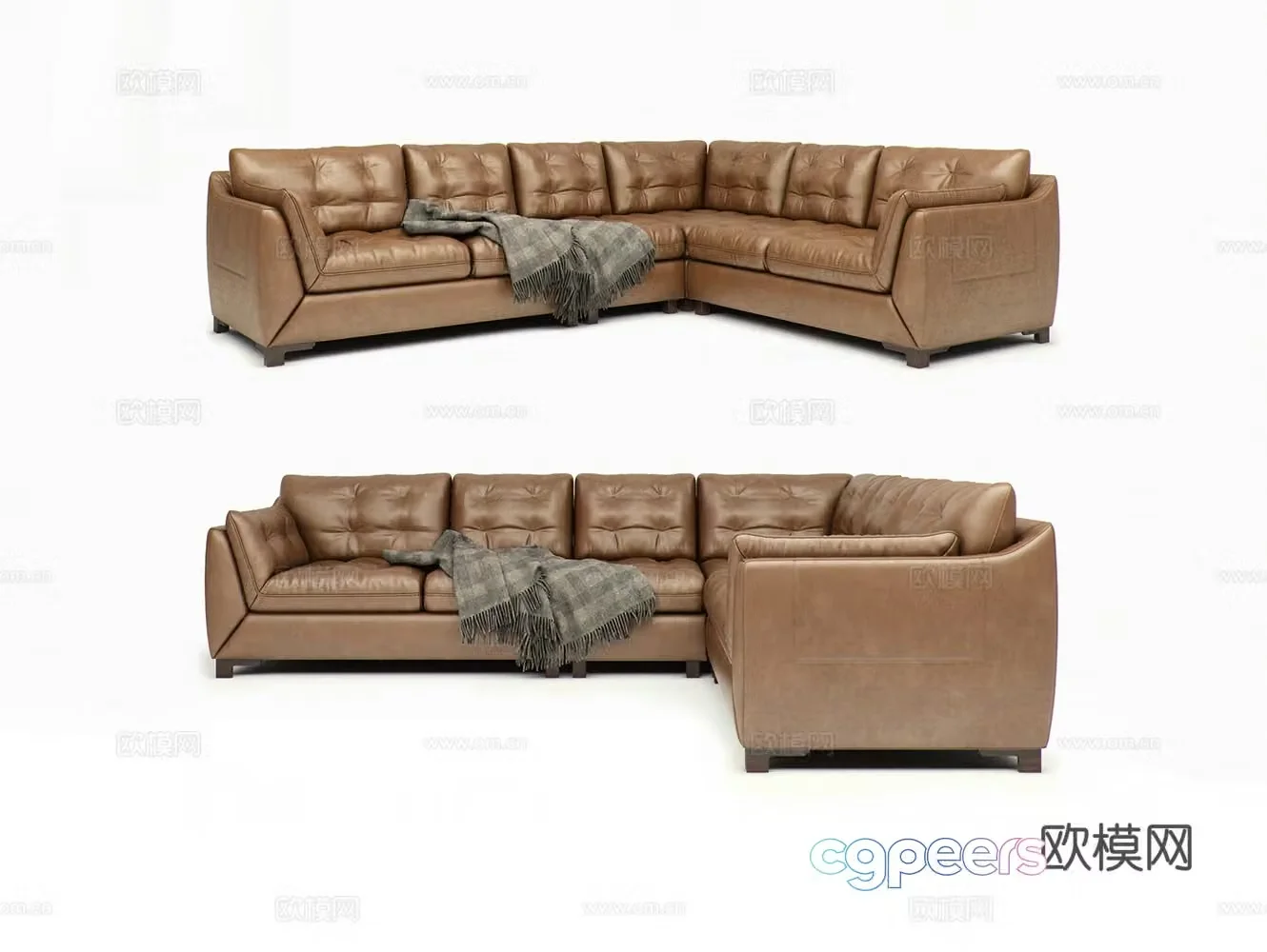 Leather sofa corner sofa multi-person sofa 3d model