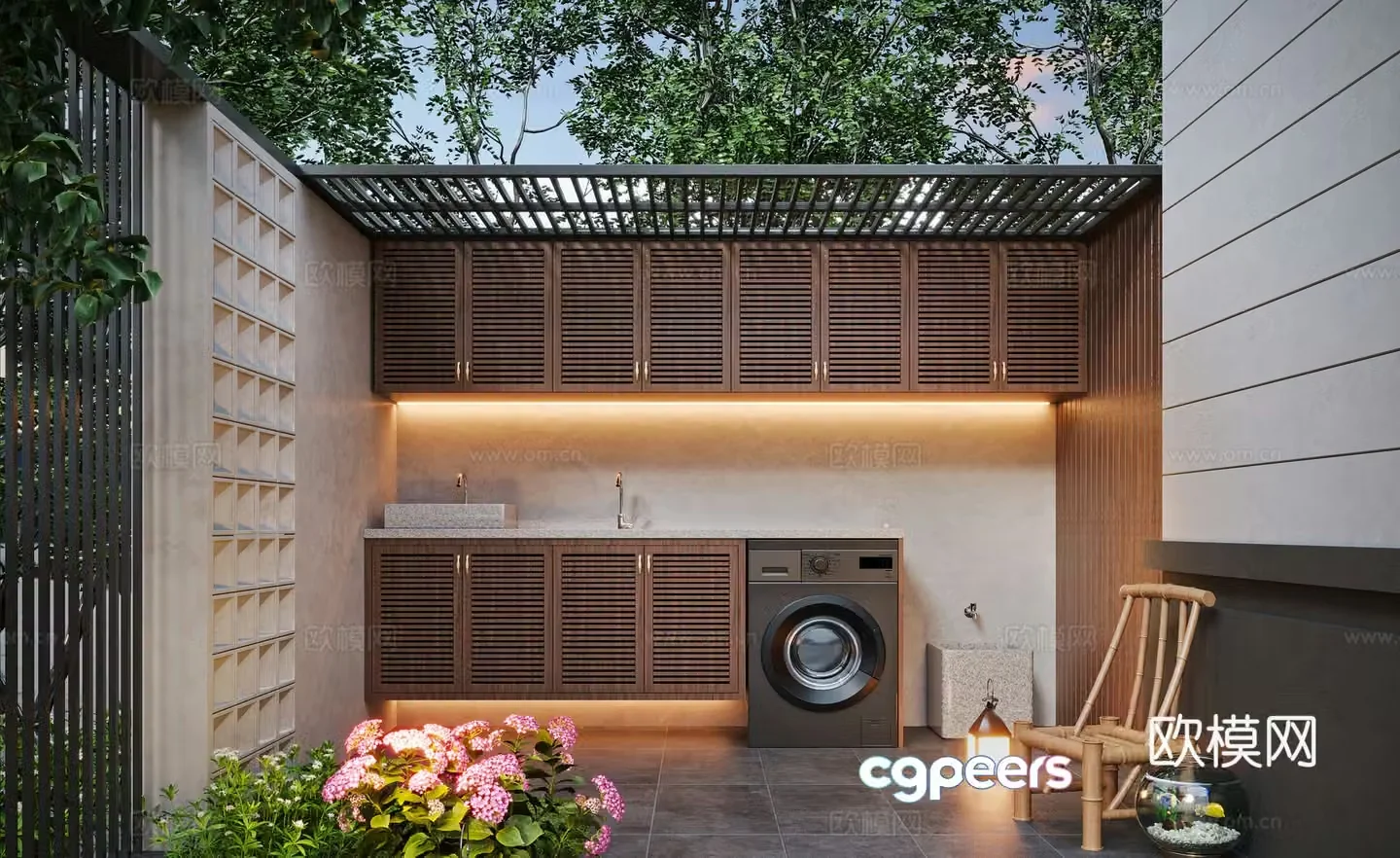 Modern garden landscape 3d model