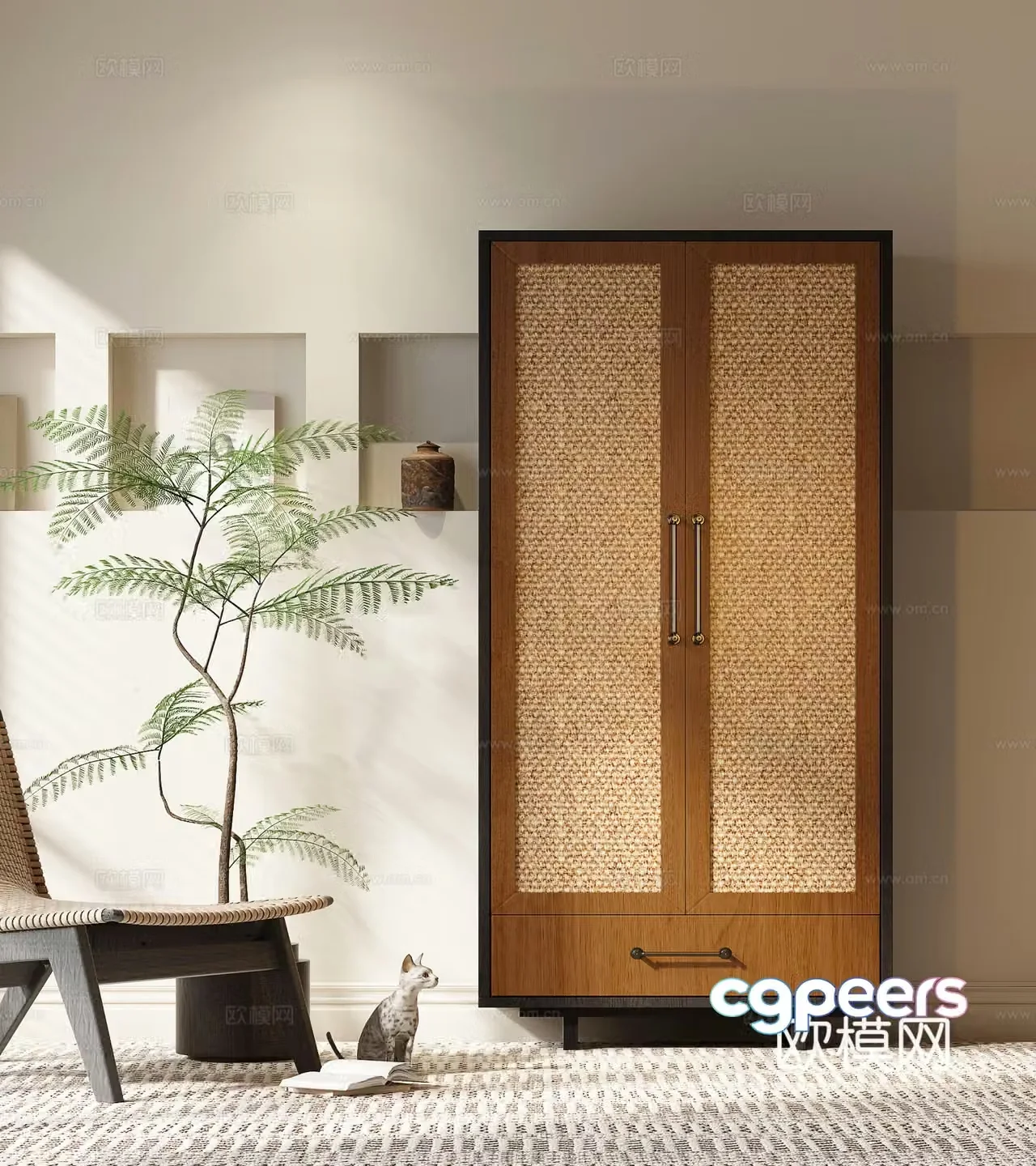 Middle-aged woven wardrobe 3d model