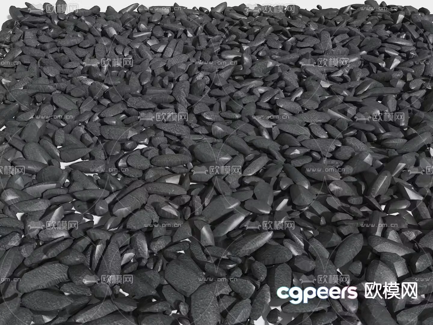 Gravel Landscape Gravel Black Soft Stone Pebbles 3d model
