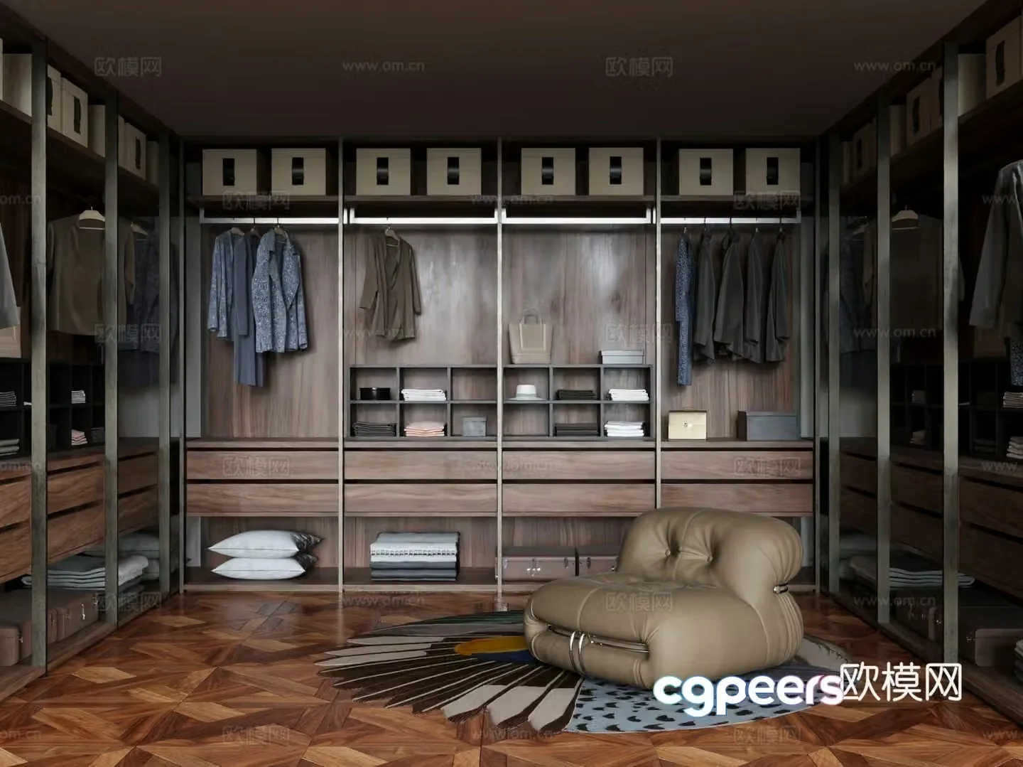 Modern medieval cloakroom U-shaped cloakroom 3d model