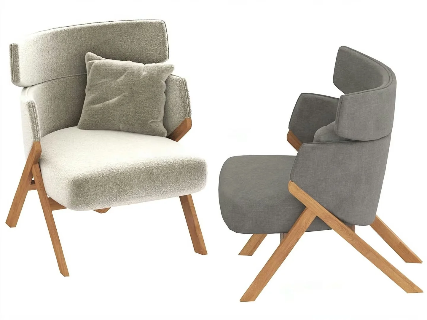 Gray Chairs With Wooden Legs 3D Model – 13794 – VRAY Render