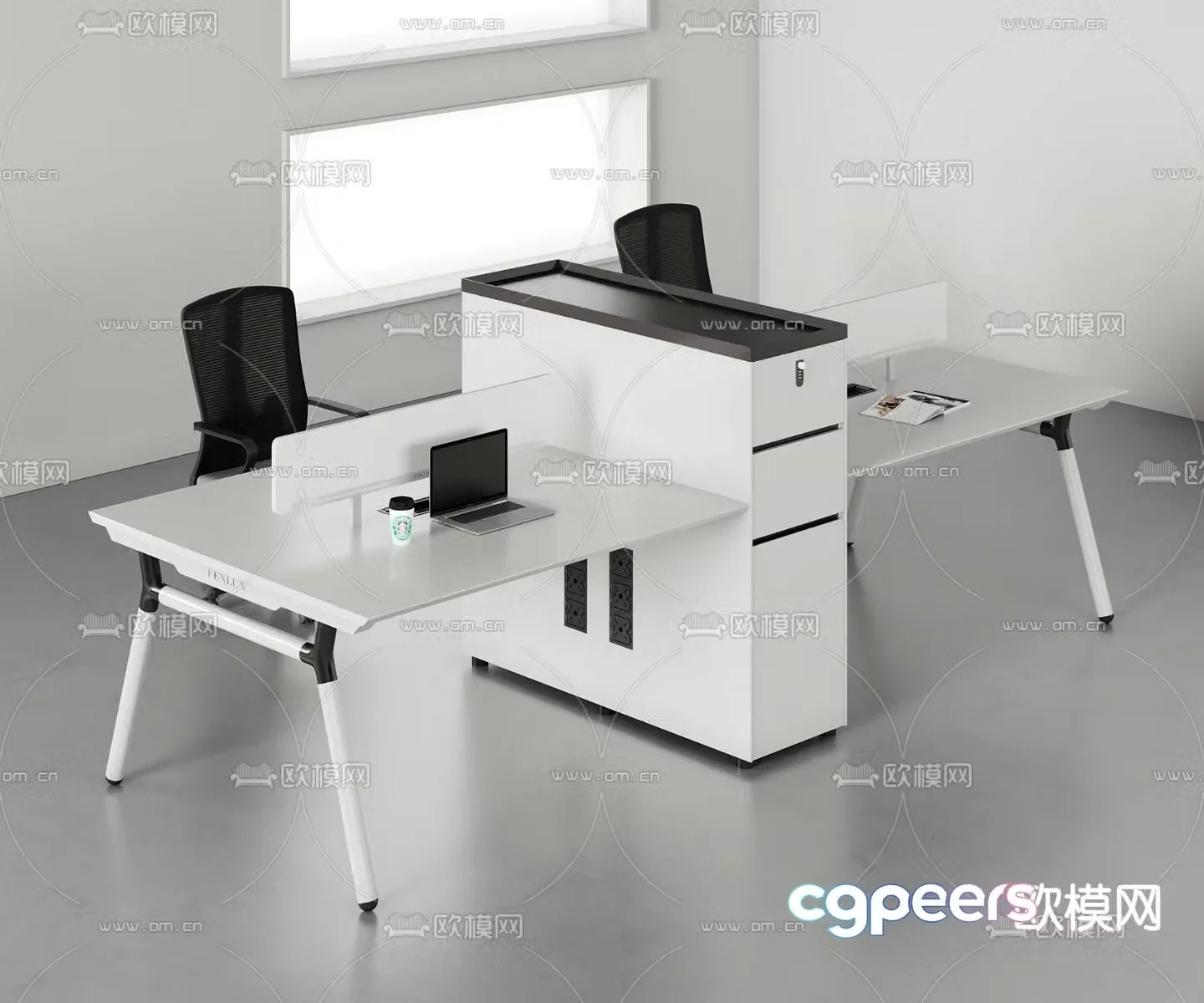 Card space desk work station post 3d model