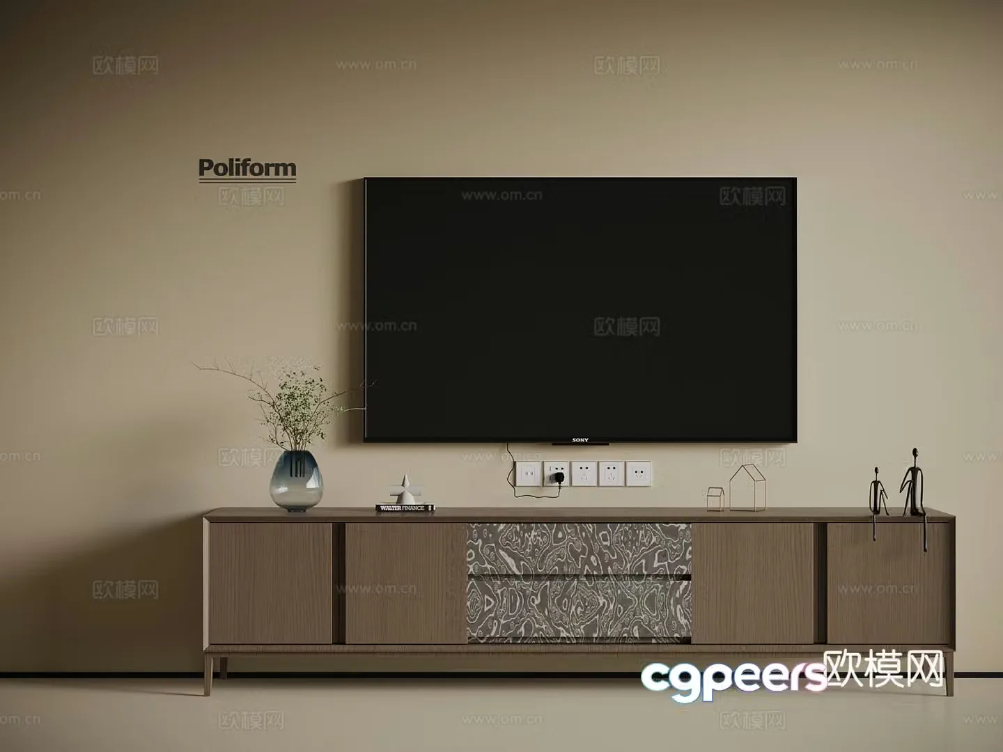 Modern Italian TV Cabinet 3D Model