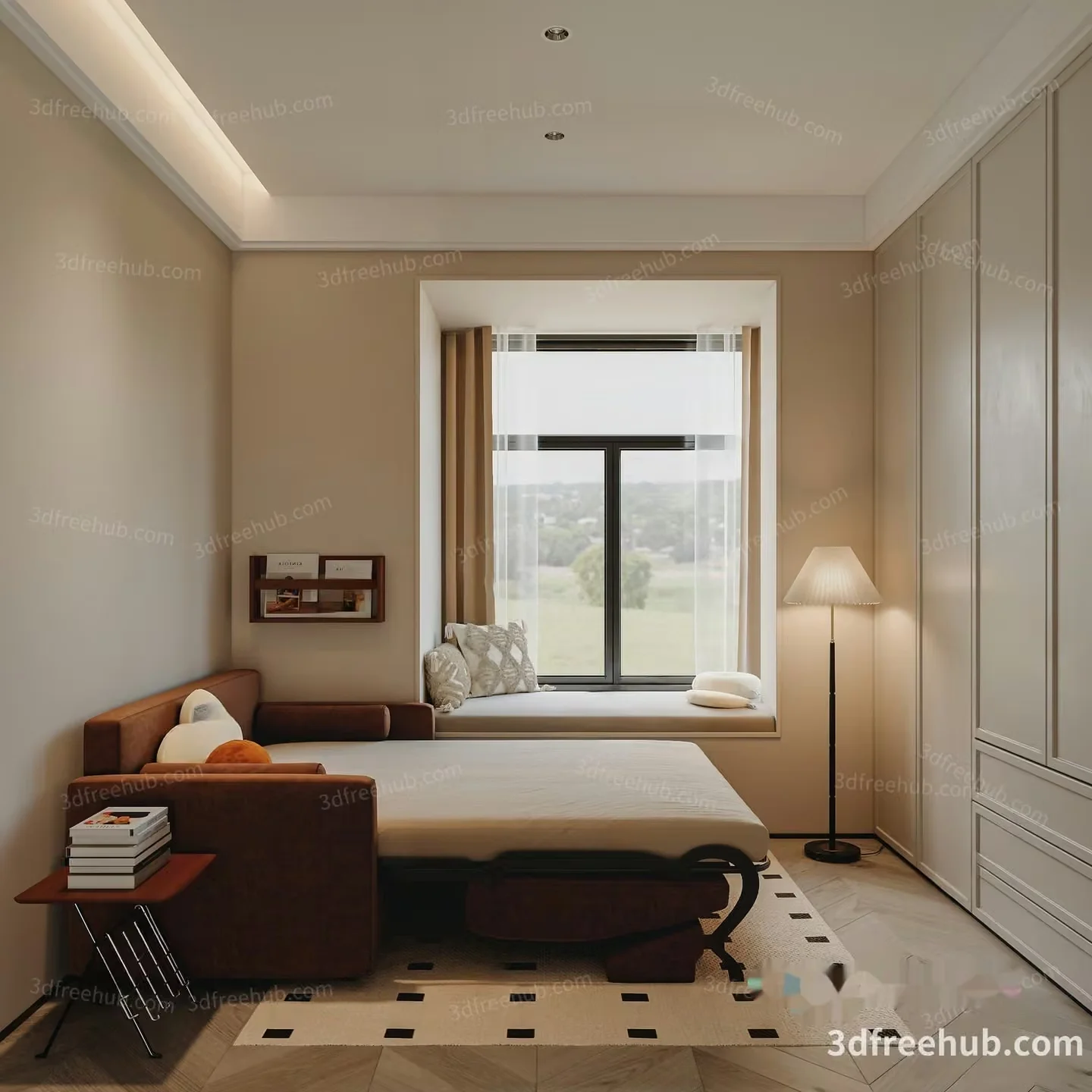 A Bedroom With A Window 3D Model – 19701 – VRAY Render