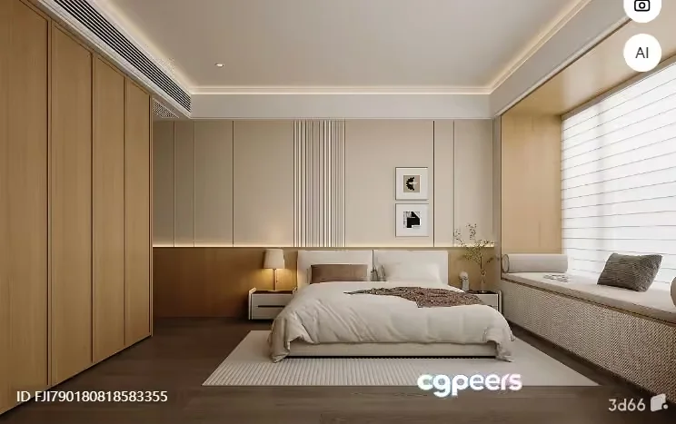 Cozy Bedroom 3D Model – 6264 – CORONA Render