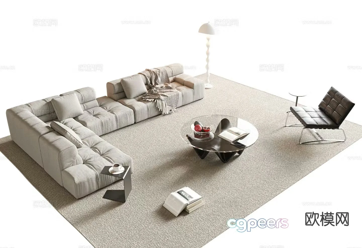 Modern corner sofa modular sofa 3d model