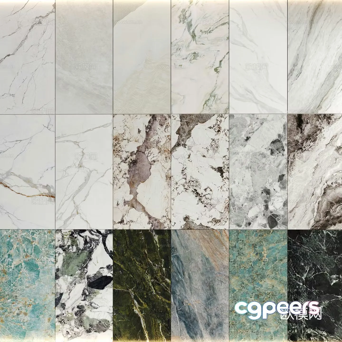 Modern wall panel marble marble rock slab white green marble marble tiles 3d model