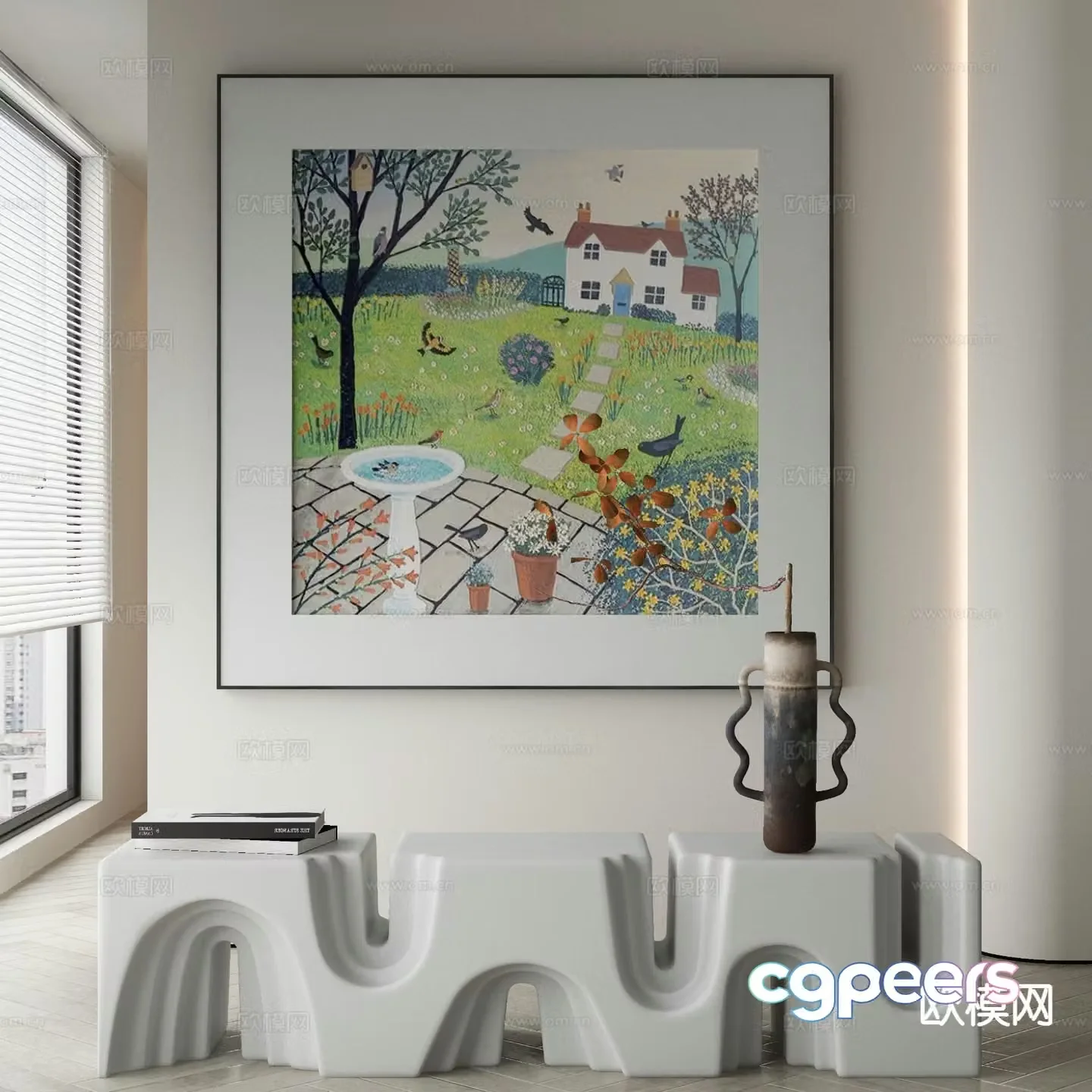 Modern decorative painting cartoon oil painting children’s hanging painting 3D model