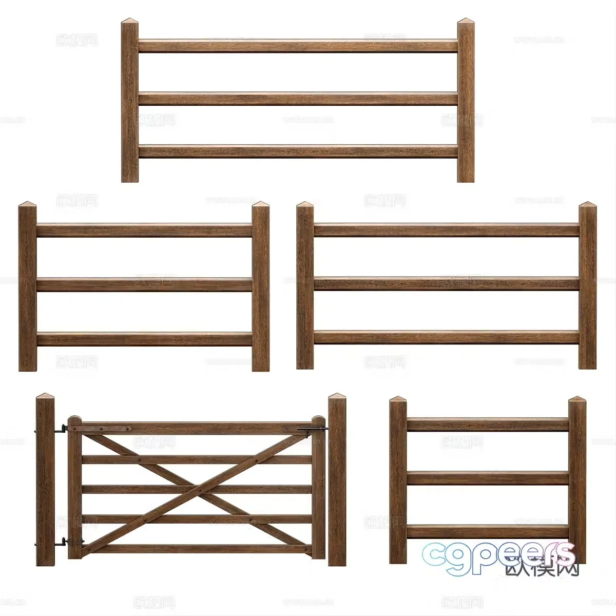 horse fence fence wooden fence 3d model
