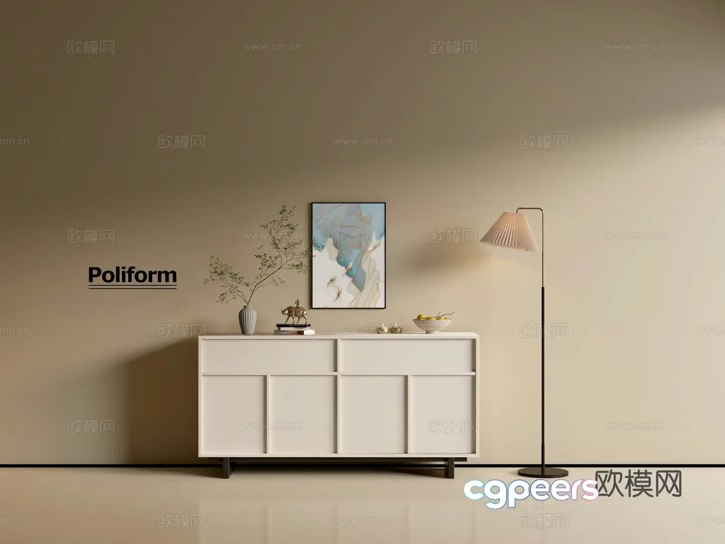 Modern cream wind chest of cabinet ins wind minimalist wind cabinet whole cabinet sideboard balcony cabinet 3d model