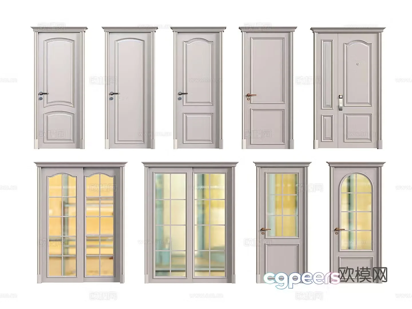 American single-open door bedroom door interior door room door glass sliding door 3d model