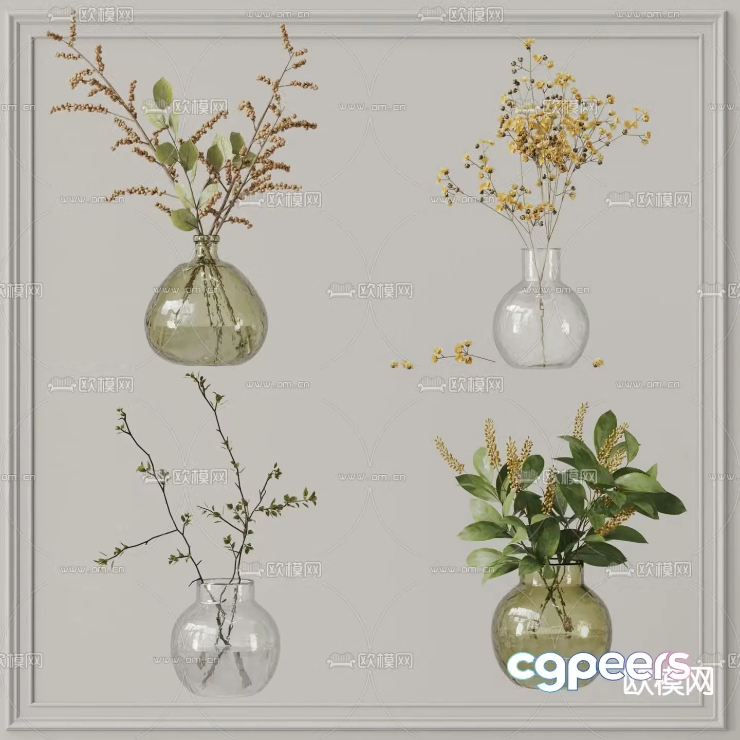 Aquatic plants hydroponic green plants 3D model