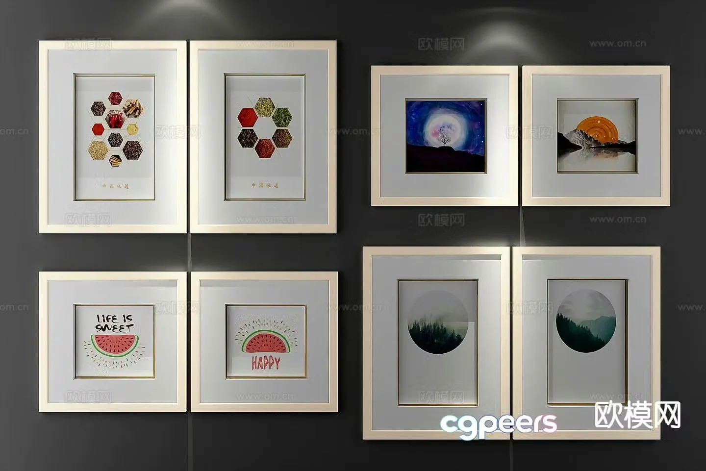 Modern art painting decorative painting 3d model