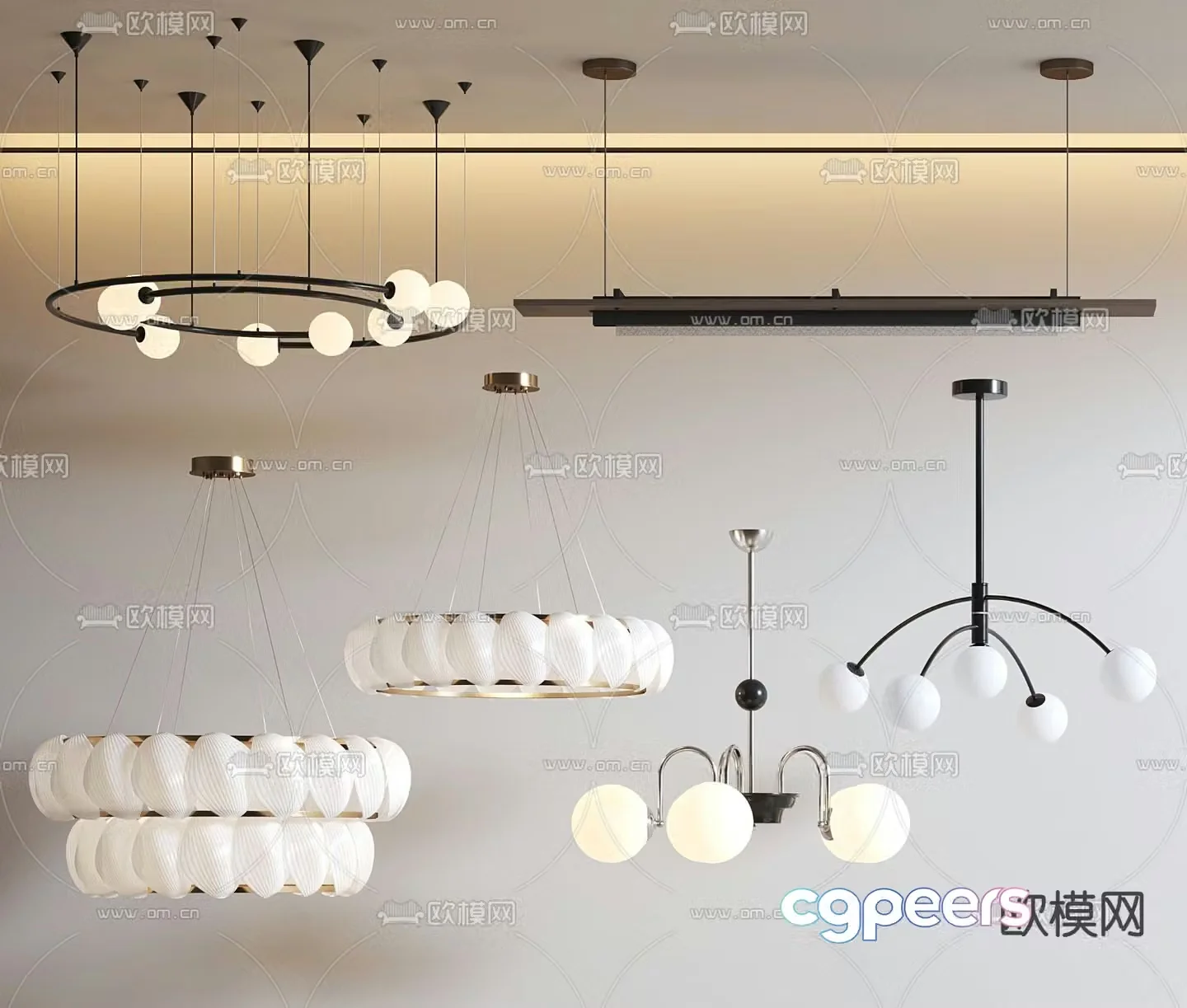 Modern chandelier combination 3d model