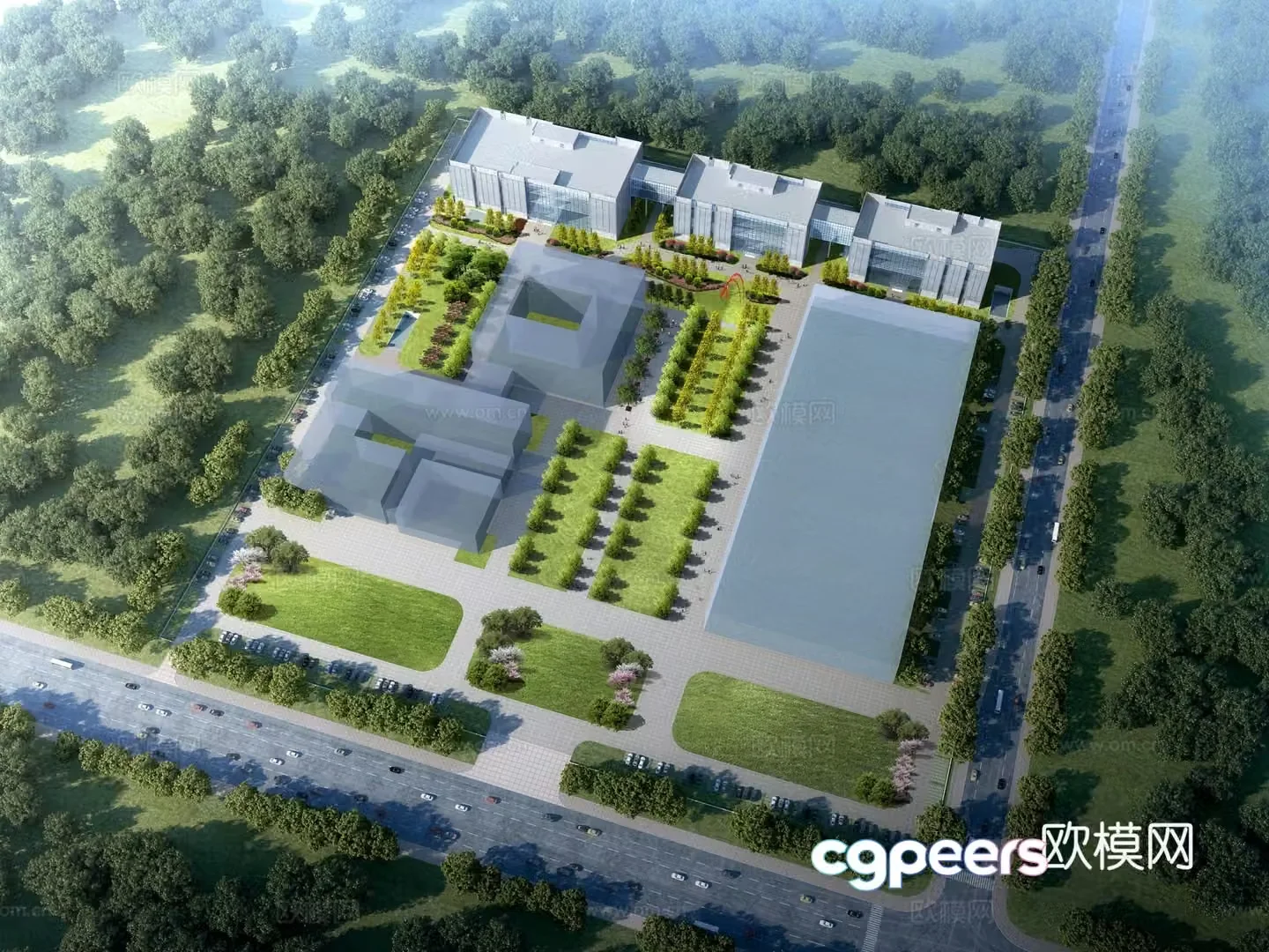Office building aerial view 3d model