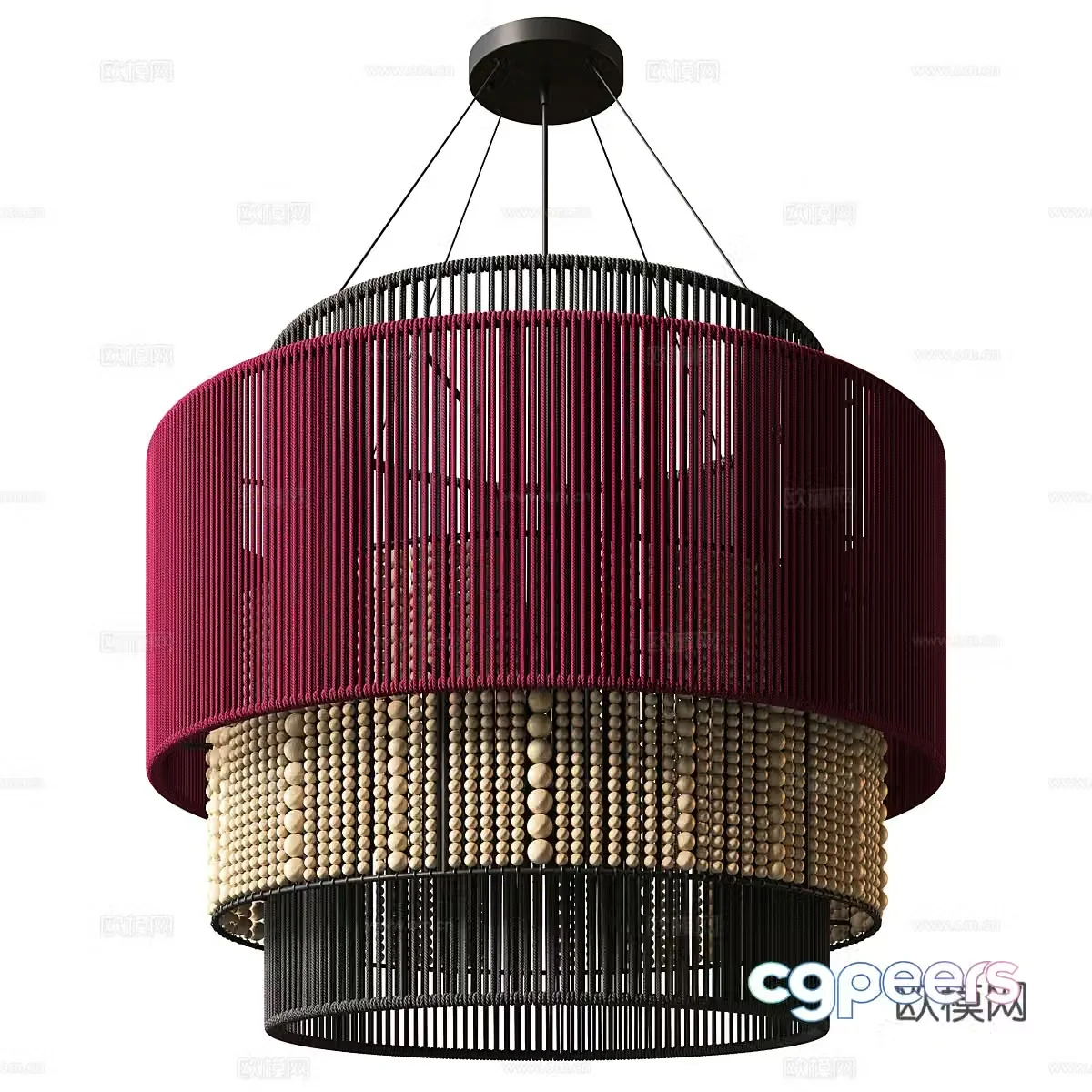 New Chinese style rattan decorative chandelier 3D model