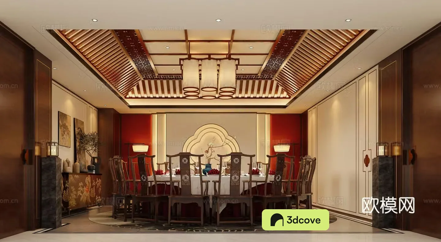 Chinese restaurant private room 3D model of restaurant private room