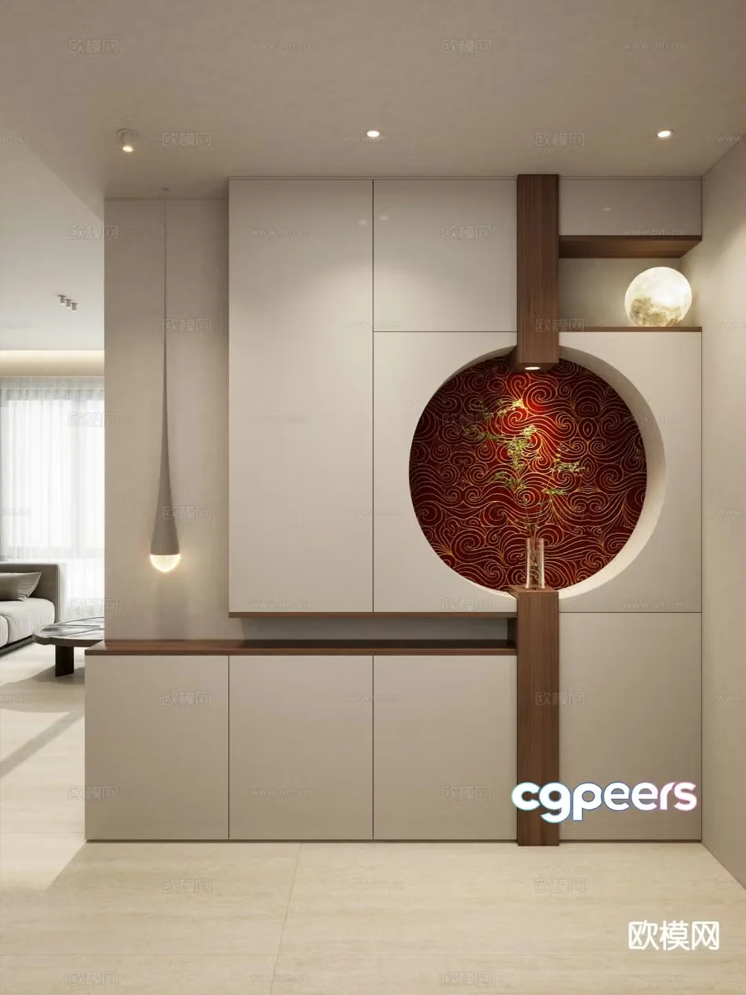 New Chinese style entrance shoe cabinet custom shoe cabinet 3d model