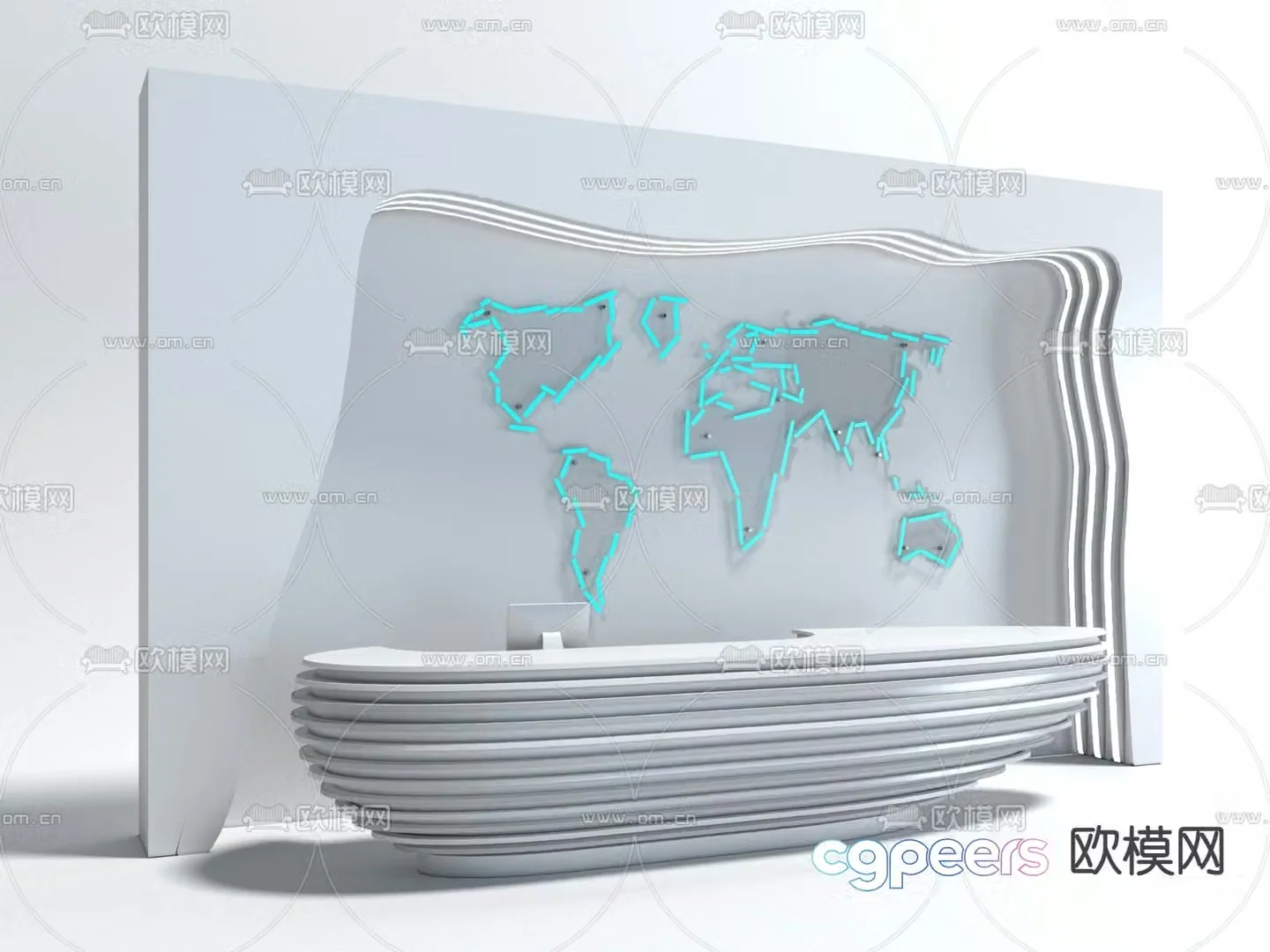 Front desk counter reception desk information desk cashier 3d model