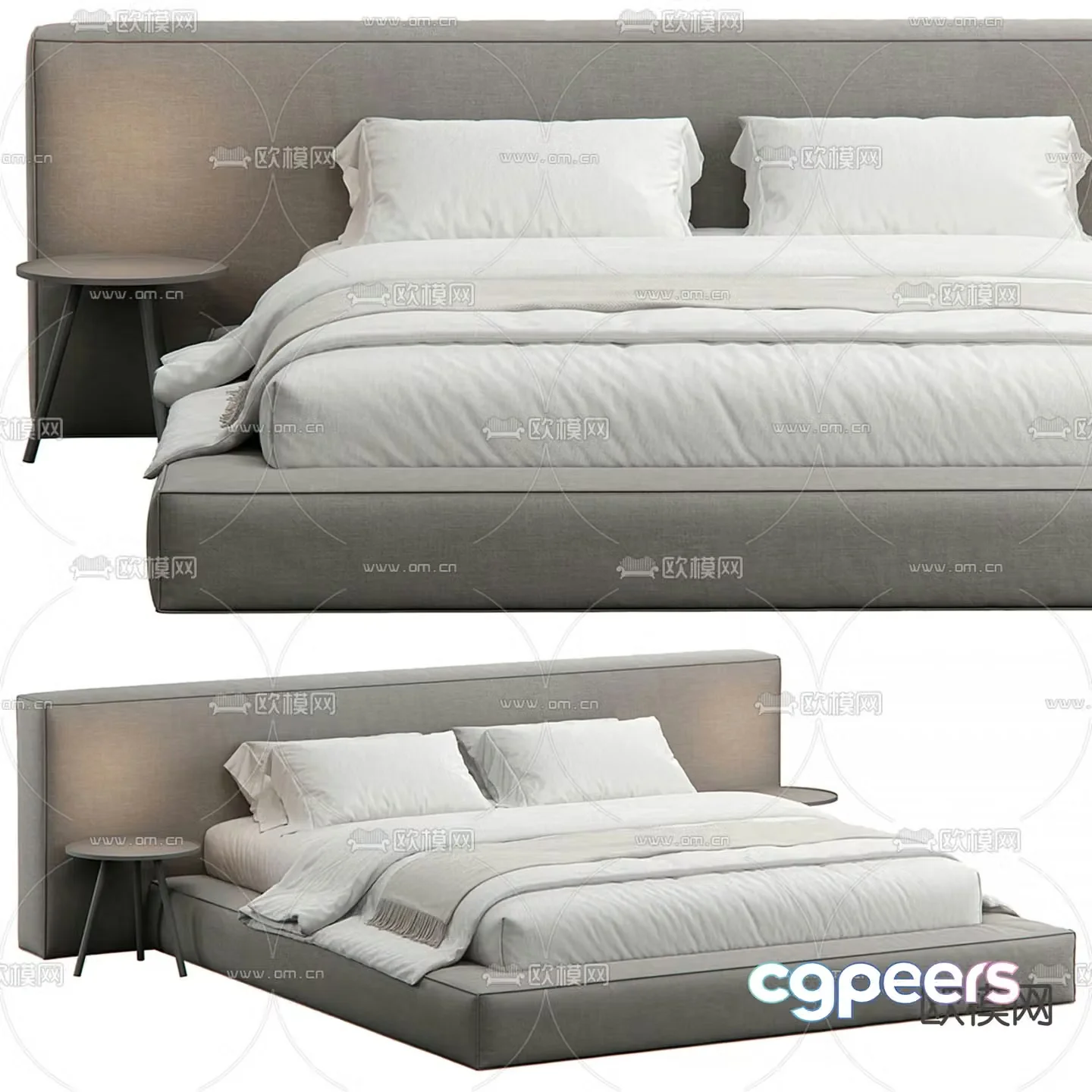 Wabi-sabi double bed 3d model