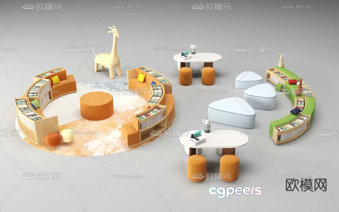 Children’s tables and chairs play area 3d model