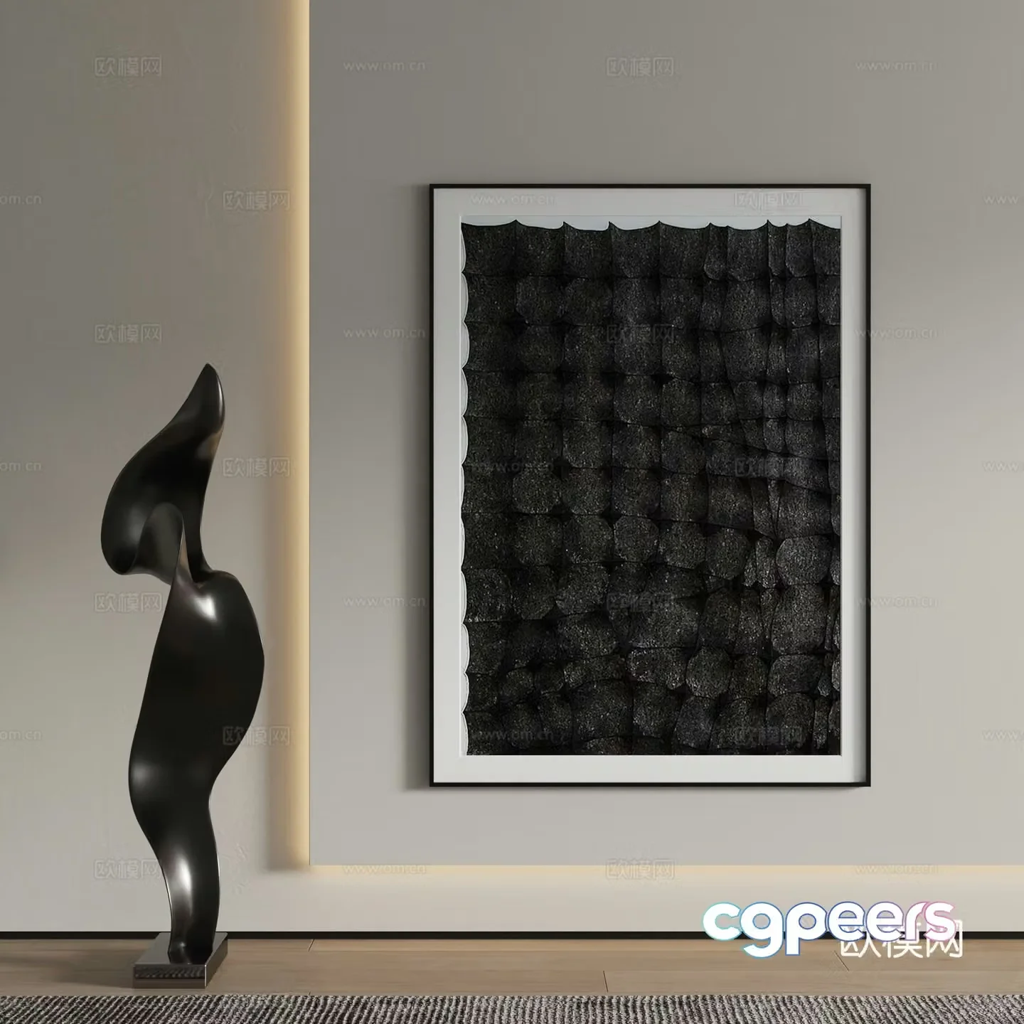 Modern decorative painting texture painting hanging painting 3d model