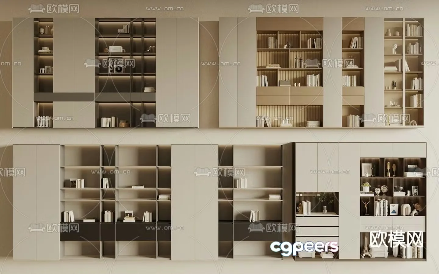 Modern bookcase bookshelf 3d model