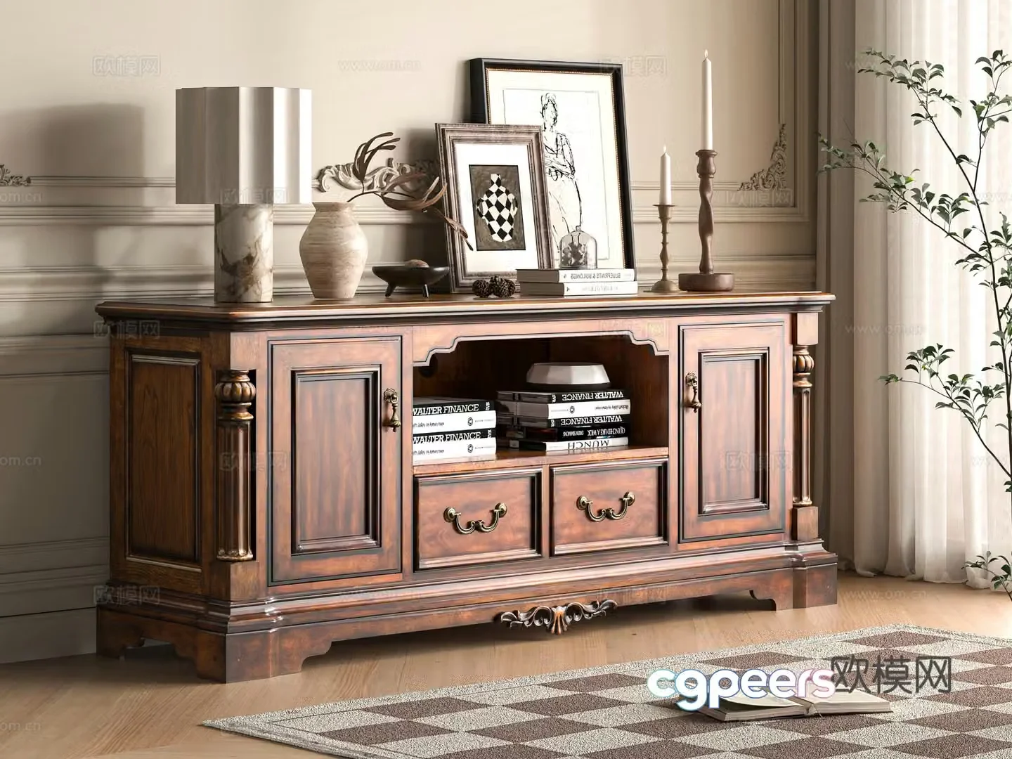 American style entrance cabinet 3D model