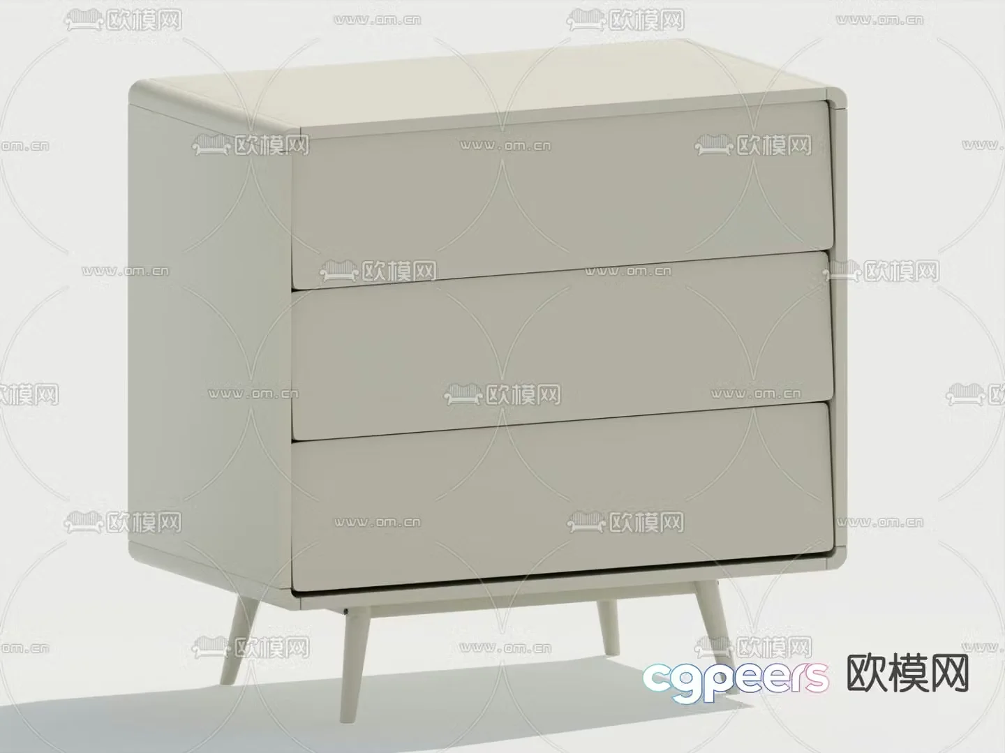 Cream style bedside table 3d model