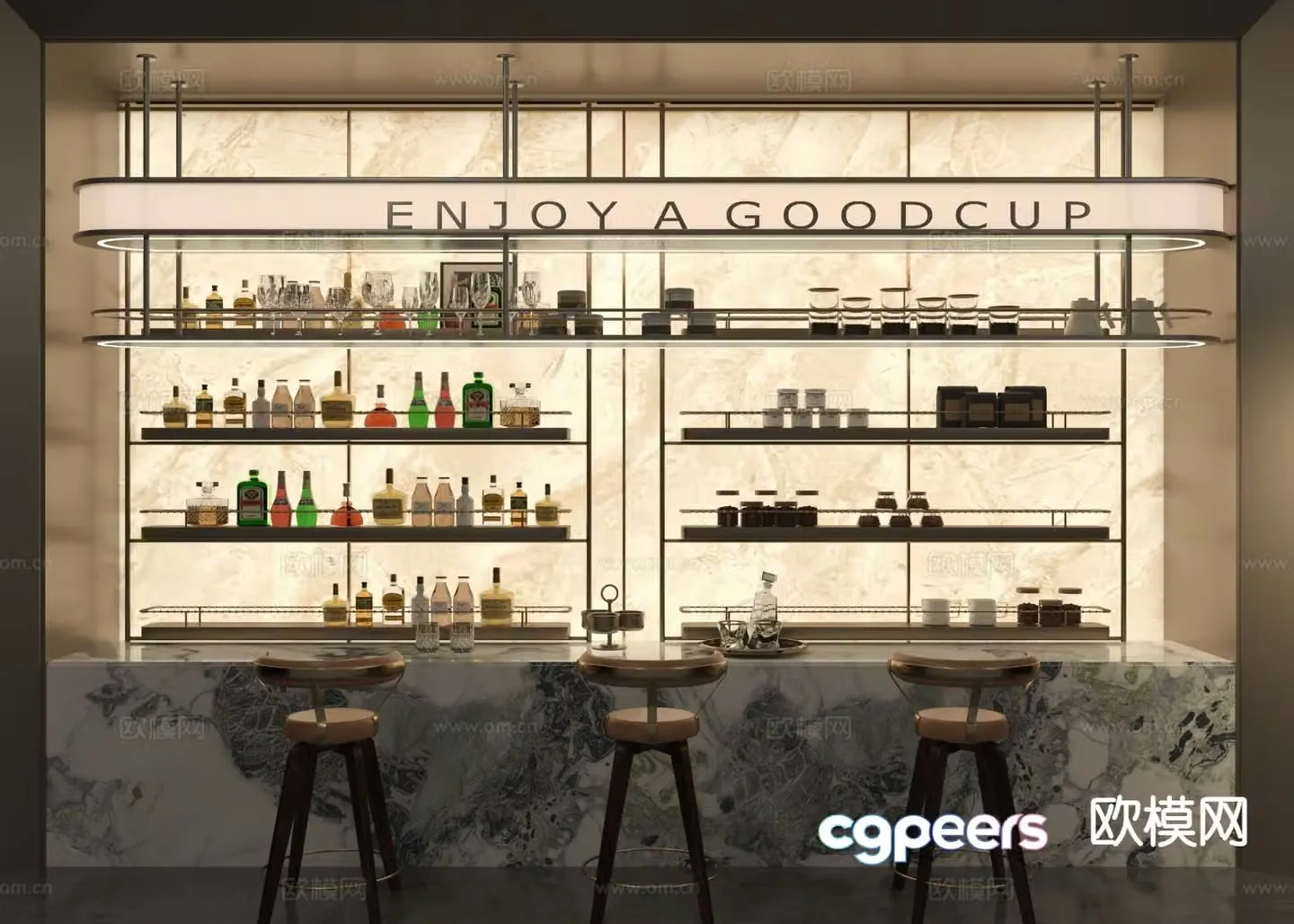 Modern wine cabinet wine rack 3d model