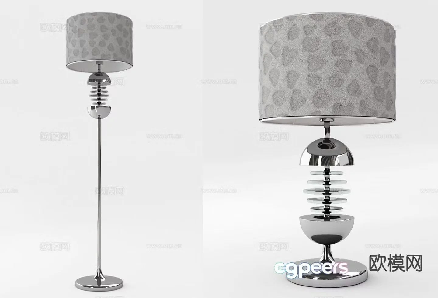 European floor lamp ice flower velvet table lamp 3d model
