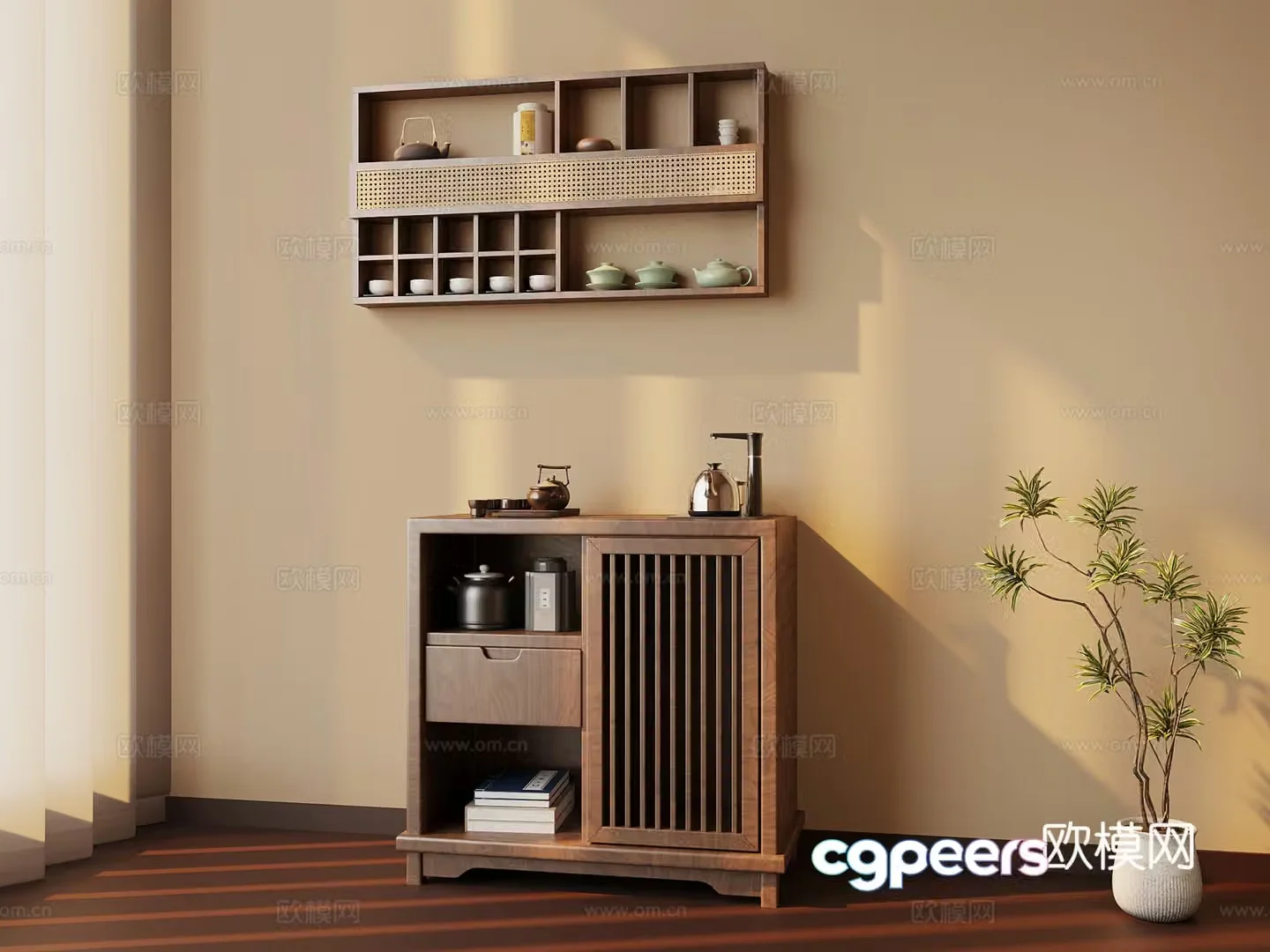 New Chinese style tea cabinet 3D model