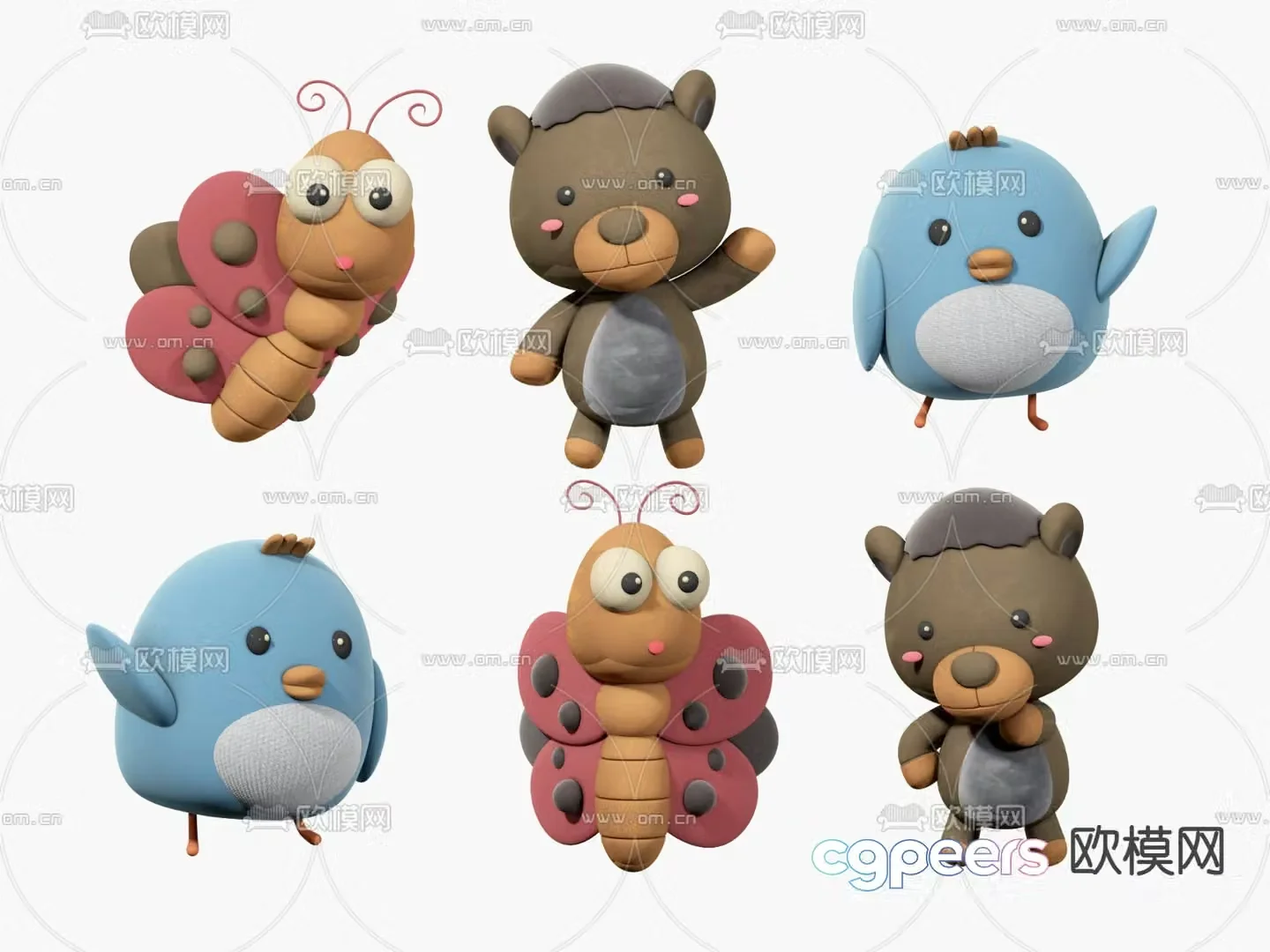 Modern cartoon animal toy figurine 3d model