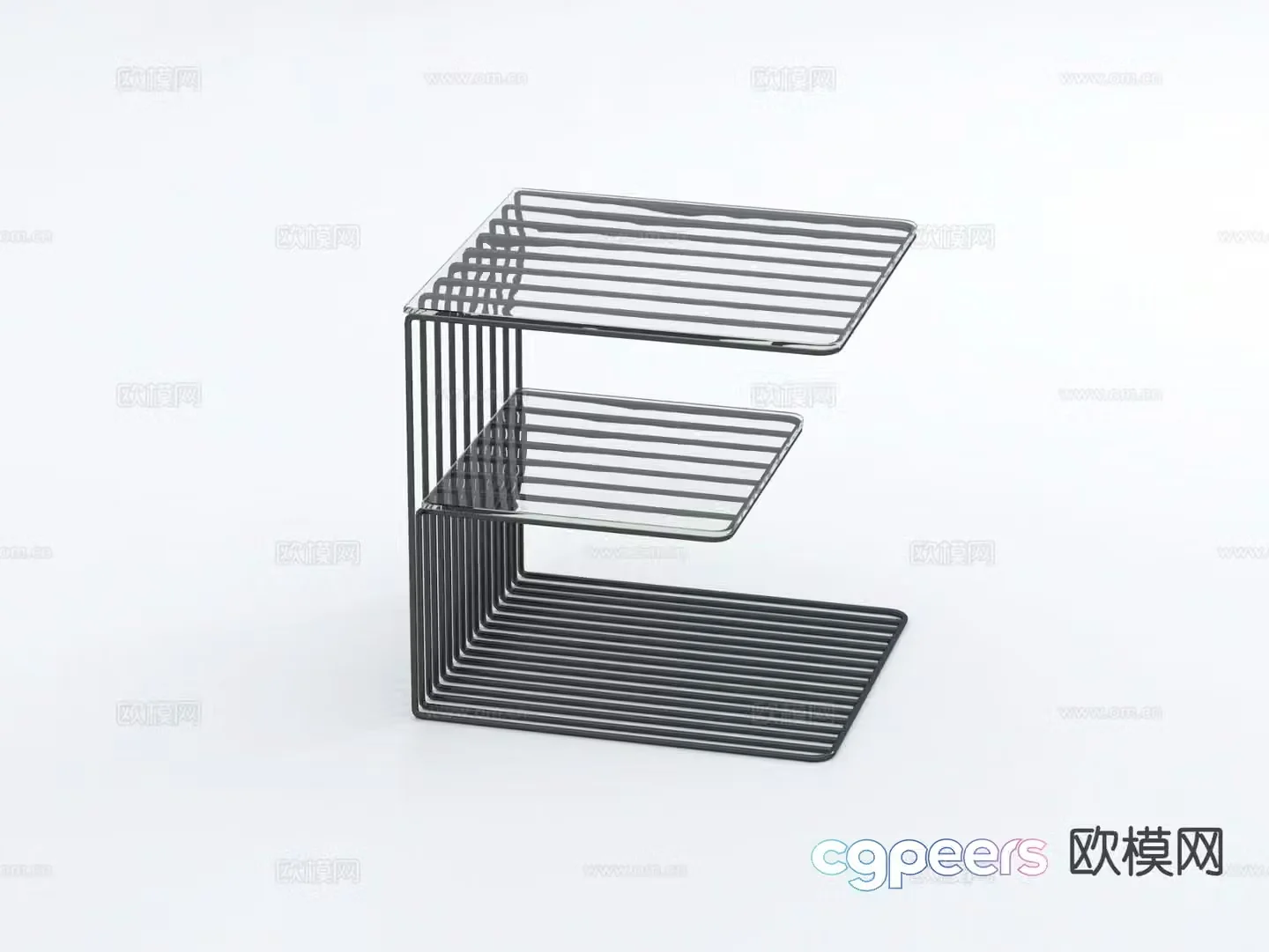 Modern iron frame bedside table 3d model