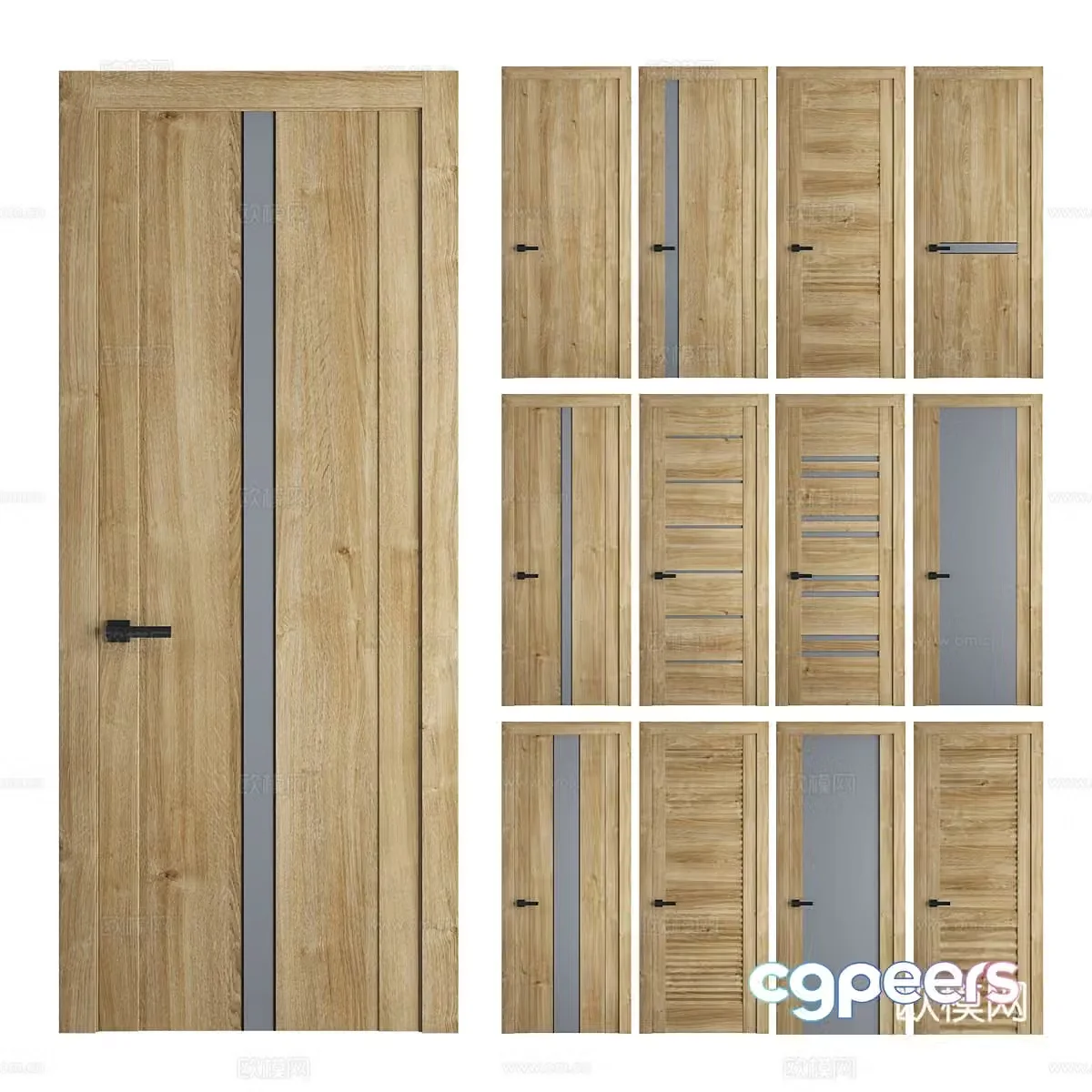 Modern minimalist door wooden door room door single door bathroom door 3d model