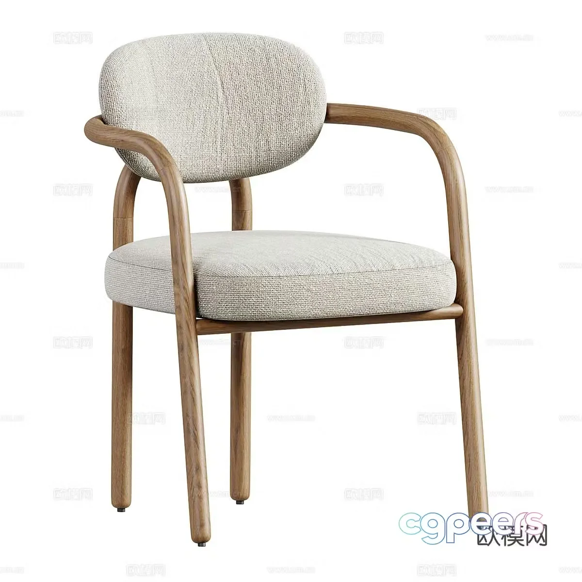 New Chinese style Melqui chair wooden chair armchair 3d model