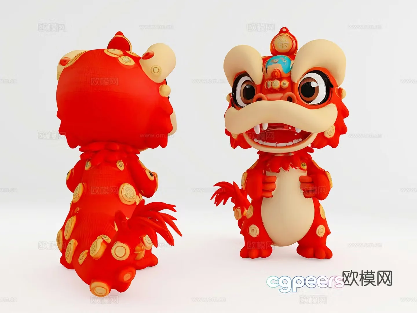 Lion dance mascot Year of the Snake Mascot National Trend Beauty Chen Mascot Figure 3D Model