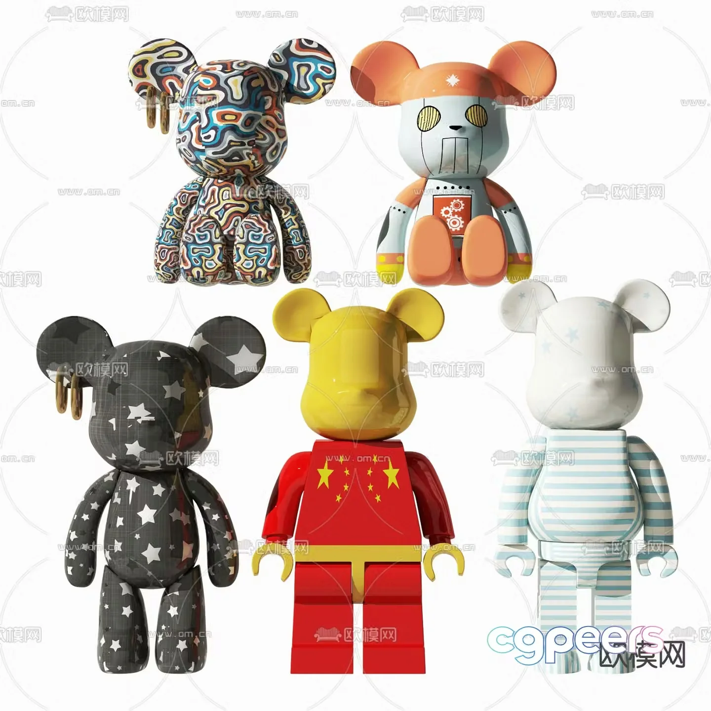 Modern violent bear doll ornaments 3D model