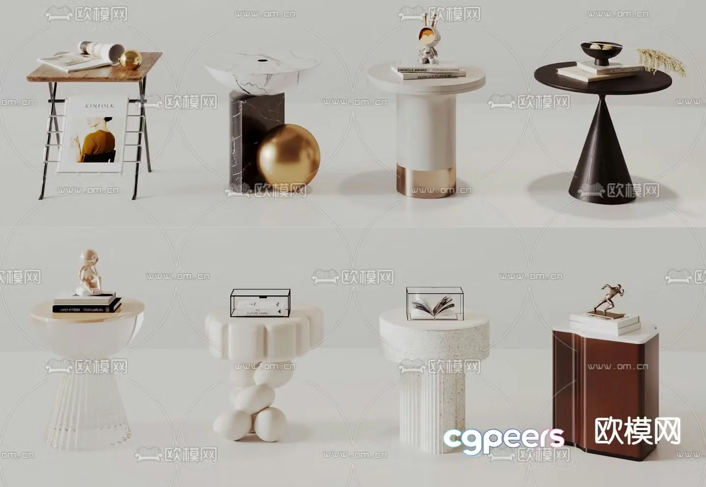 Modern side table corner table round table 3D model
