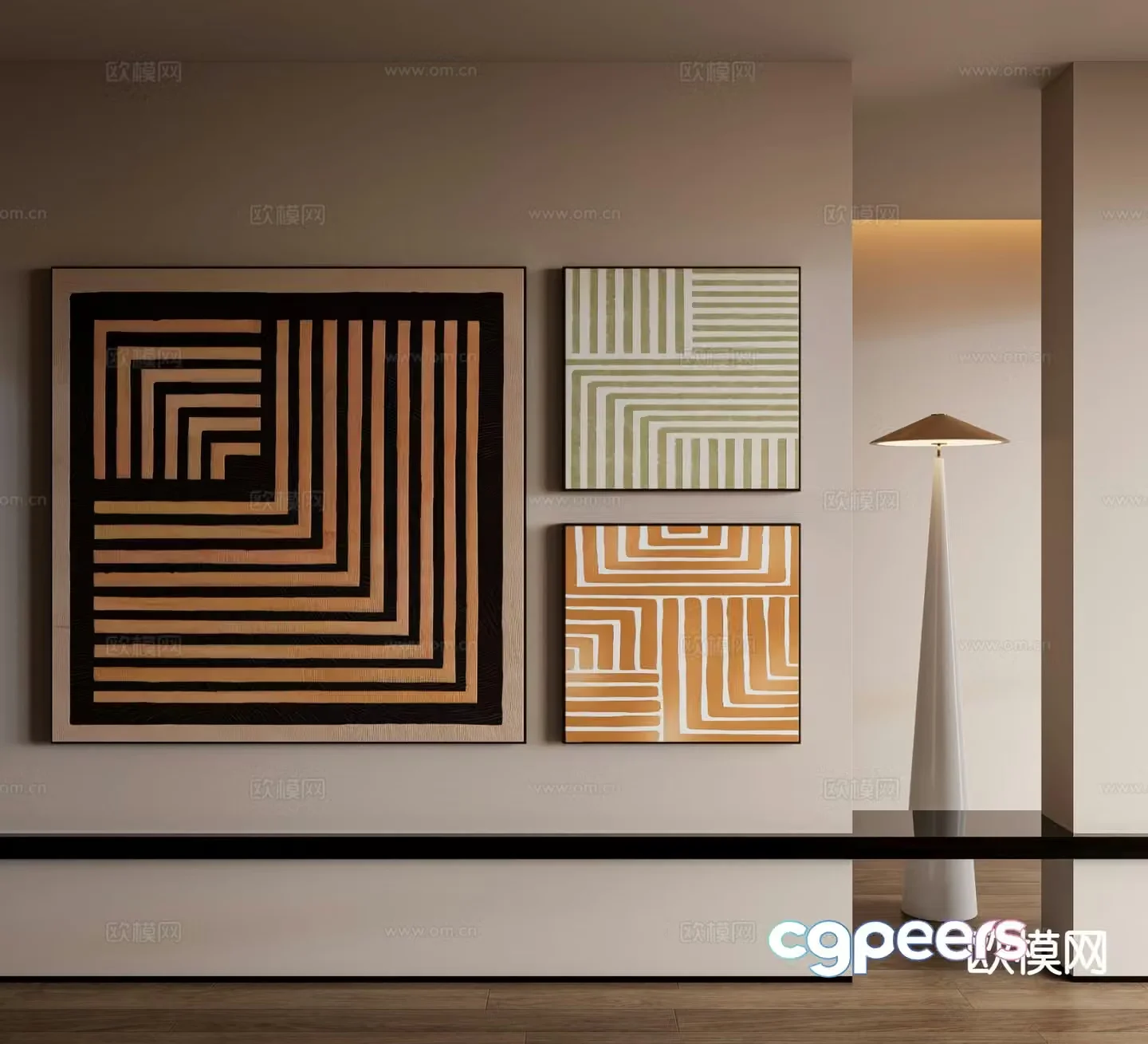 Wabi-sabi texture painting decorative painting 3d model