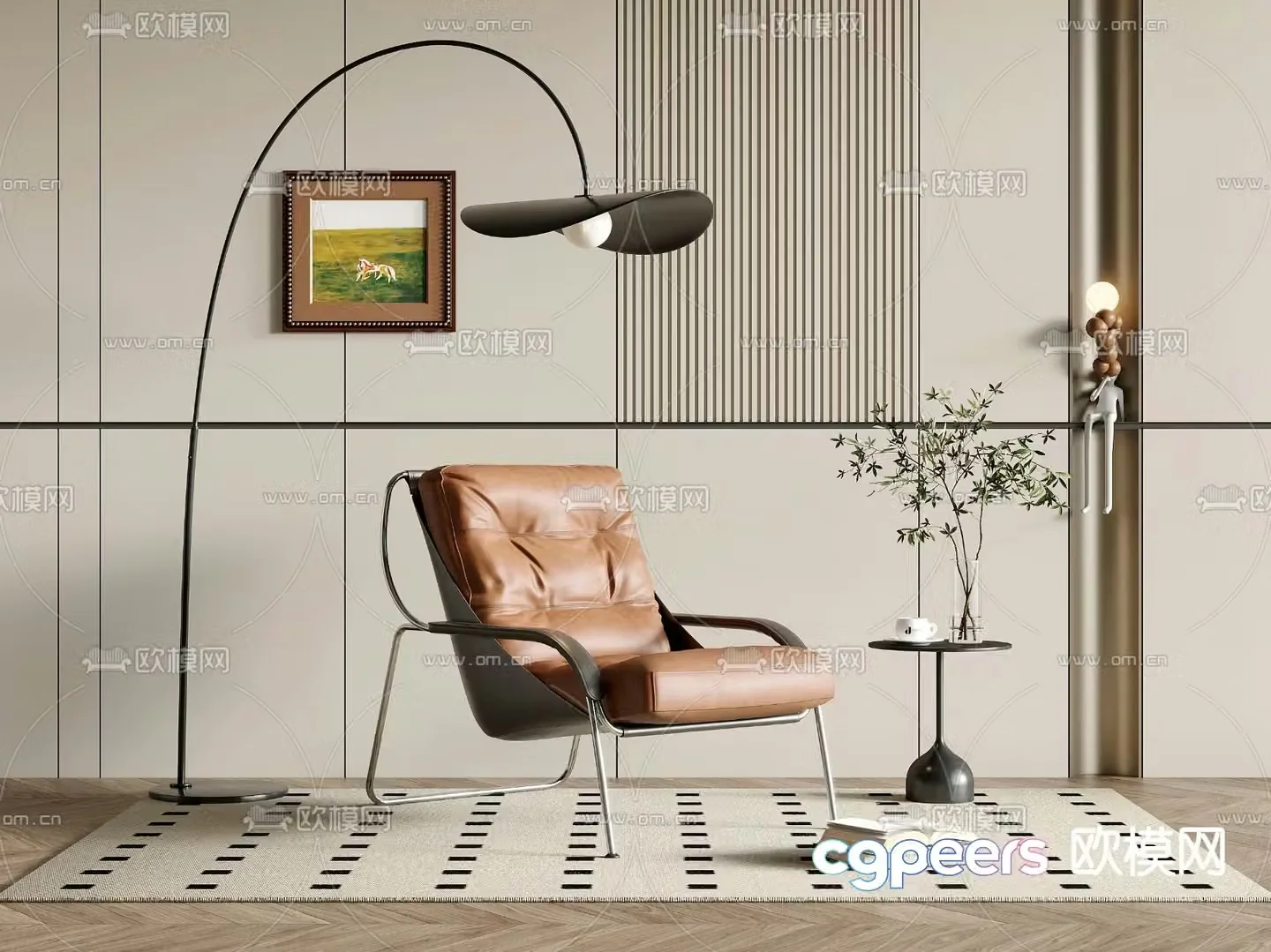 Leather chair lounge chair 3d model