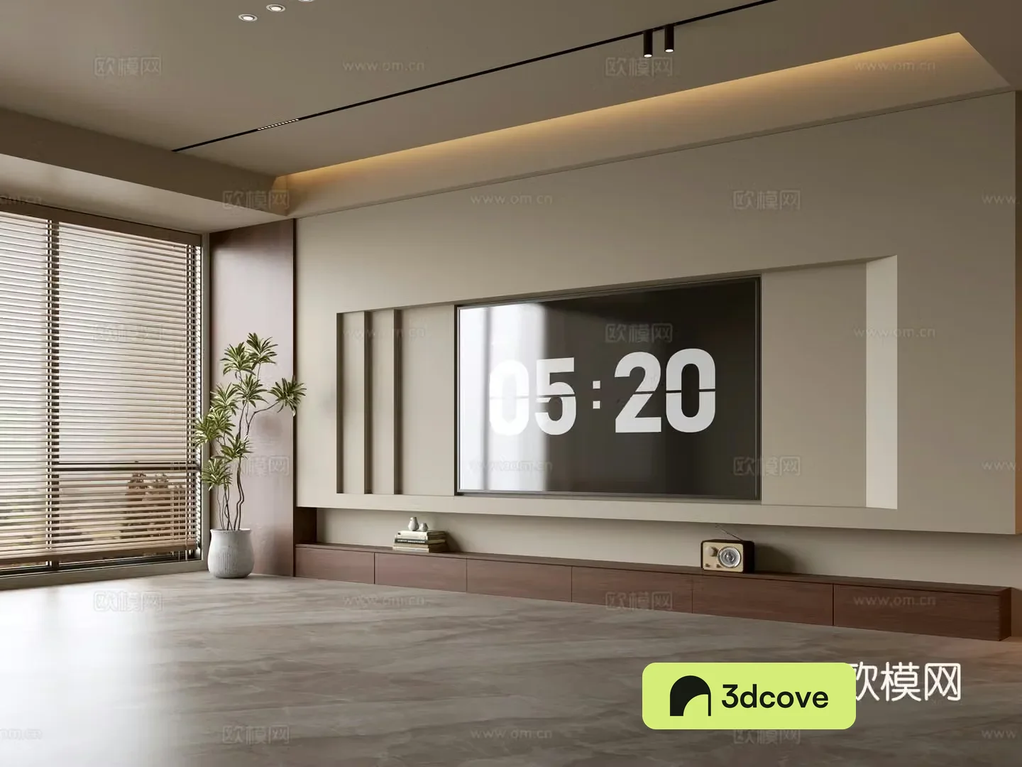 Wasabi Middle Style TV Cabinet TV Background Wall Overall Cabinet TV Background Wall Medal Style 3D Model