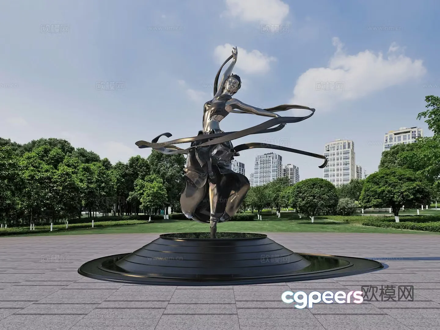 Square installation Sculpture Landscape Art sketch 3d model